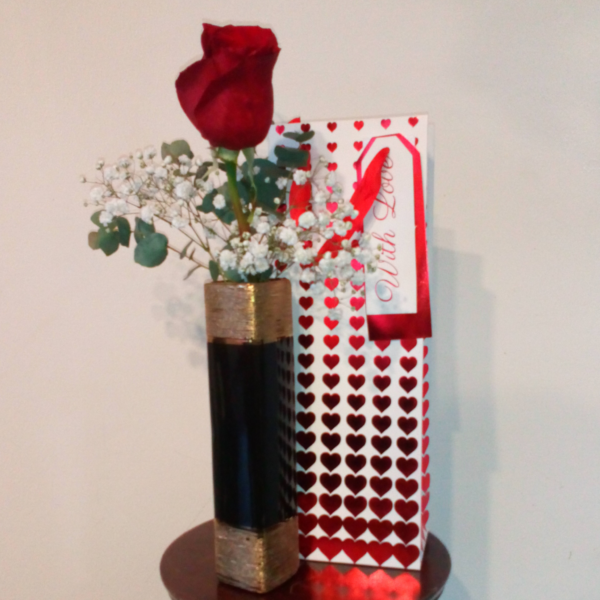 Red Rose with Vase